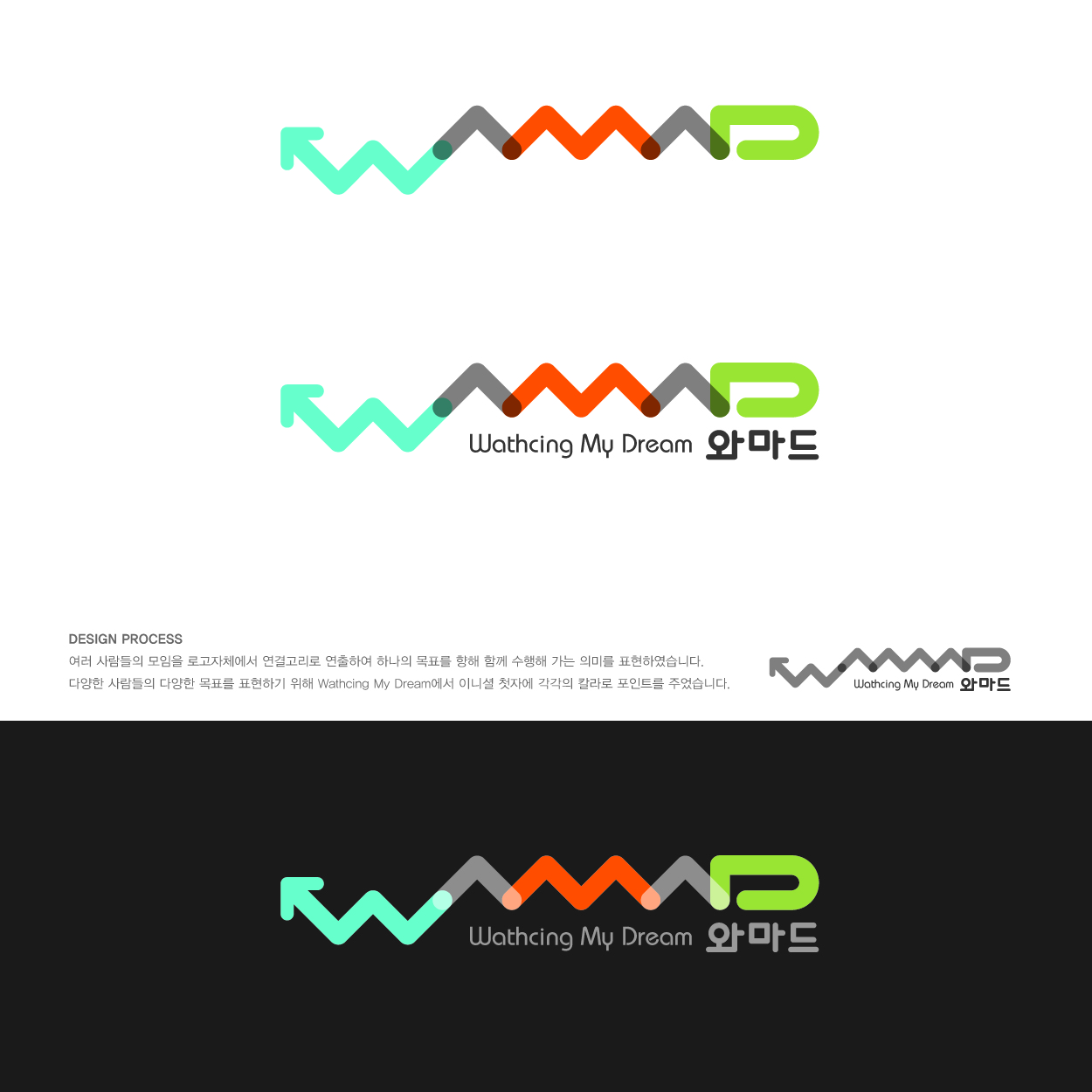 의 소셜벤처 WAMAD(와칭마이드림) 로고를 만들어 주세요  상세이미지