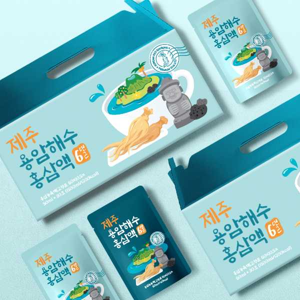 라벨 + 박스 | 제주 용암해수 홍삼액 패키지 컨셉디자인 | 라우드소싱 포트폴리오