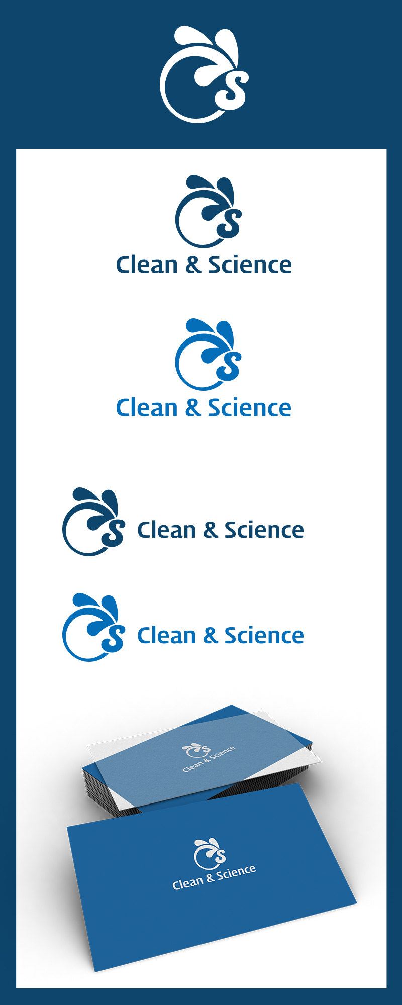의 세척기 clean&science 회사 로고 및 명함 디자인 상세이미지