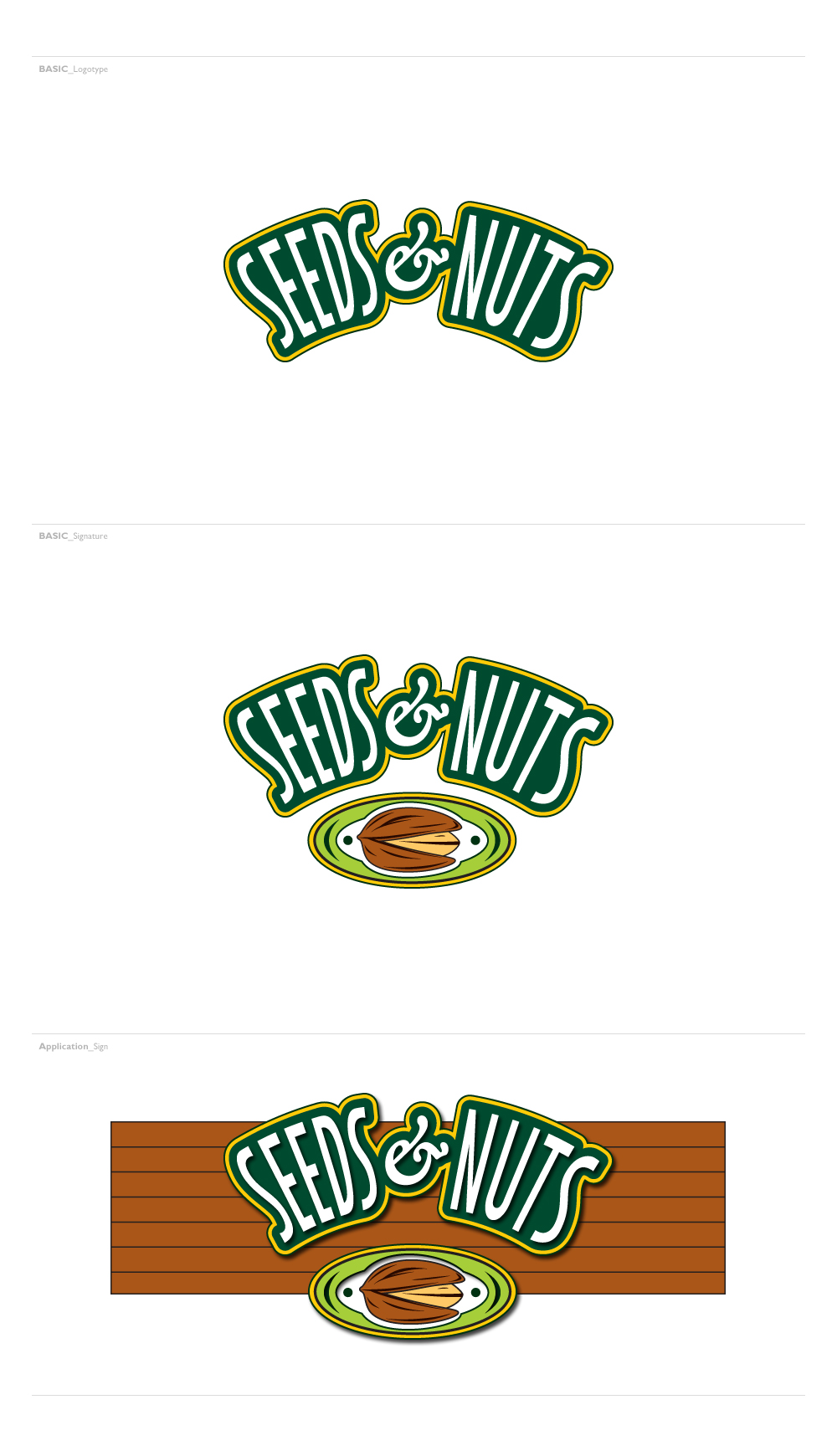 의 'seeds & nuts' 로고 및 간판 디자인 상세이미지