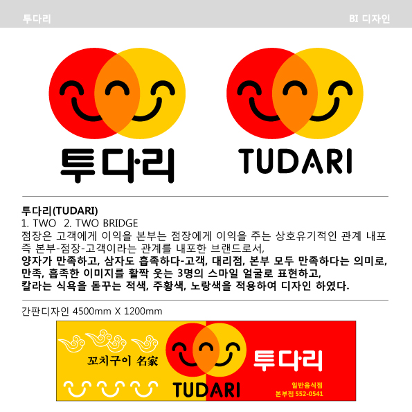 의 프랜차이즈 "투다리" BI/간판 디자인 공모전 상세이미지